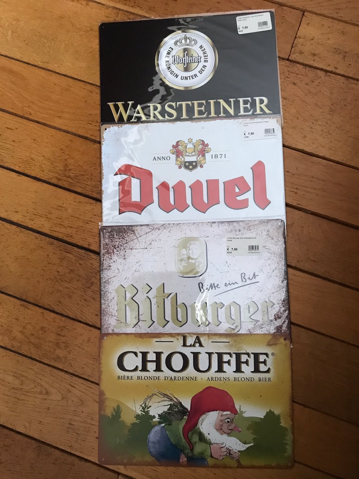 Diverse metalen borden van biermerken., Verzamelen, Ophalen of Verzenden, Nieuw, Reclamebord, Plaat of Schild, Duvel