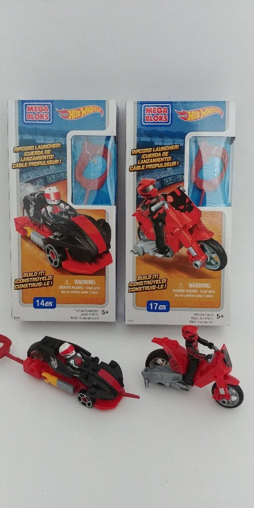 Megablok Hotwheels race auto en motor, Ophalen of Verzenden, Zo goed als nieuw