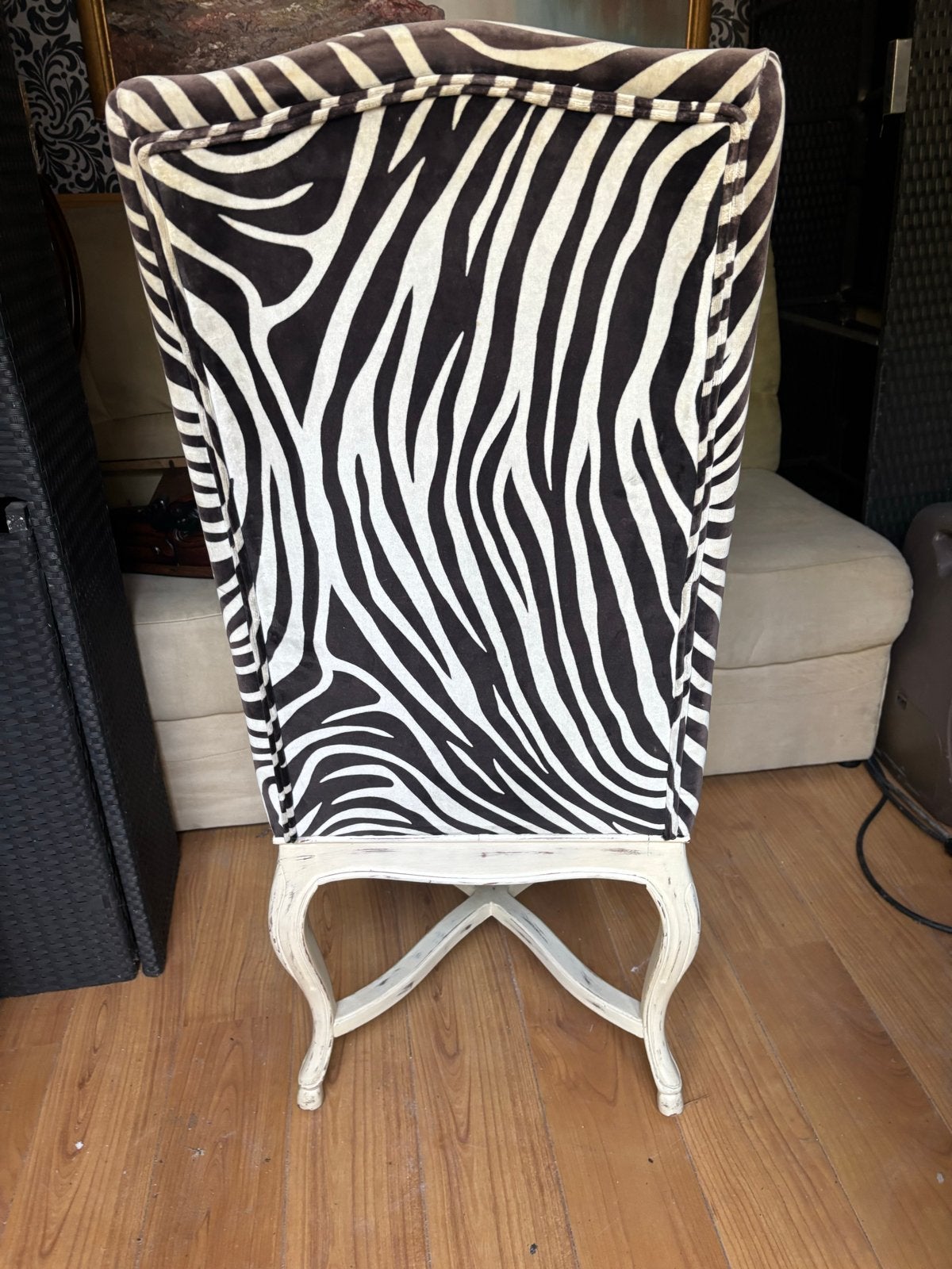 6  Unieke eetkamerstoelen met verlourse bekleding, Huis en Inrichting, Stoelen, Ophalen, Gebruikt, Eén, Hout