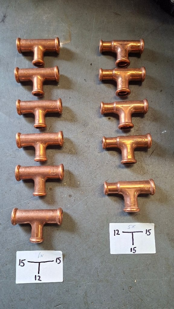 24x Koperen T-Koppelingen koppeling Waterleiding. NIEUW!, ,, Nieuw, Ophalen of Verzenden, ,