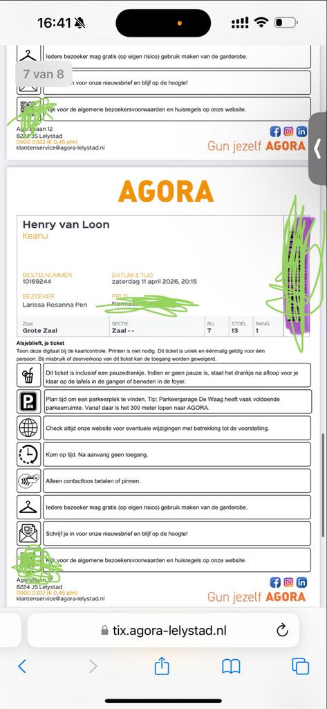 Henry van loon Keanu Lelystad Tickets Rij 7 Rang 1, Twee personen, April