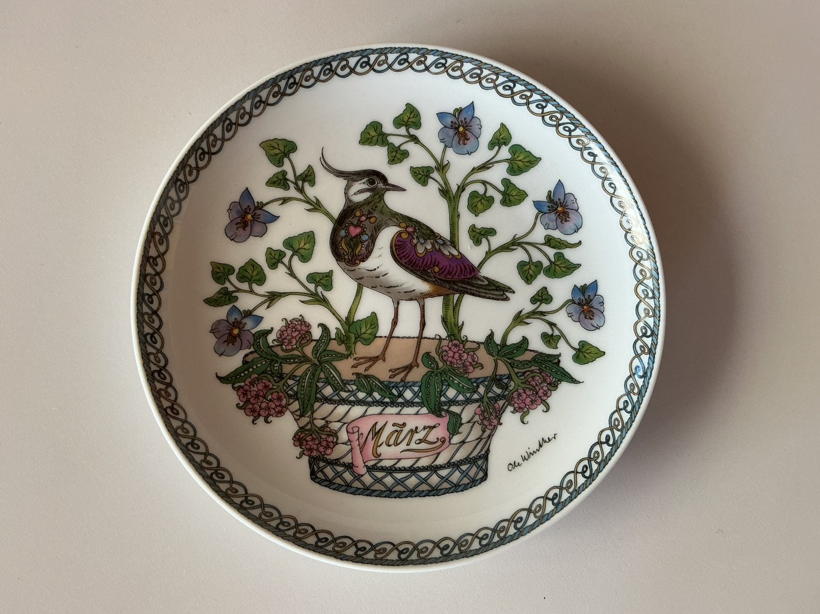 Hütschenreuter wandbordjes - vogels - maanden van het jaar, Ophalen of Verzenden