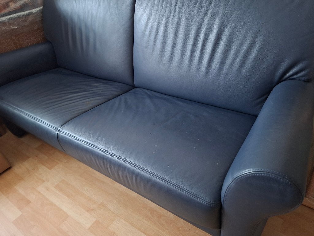 bankstel donkerblauw 2 en 3 zits, Ophalen, Zie foto, Gebruikt, 150 tot 200 cm