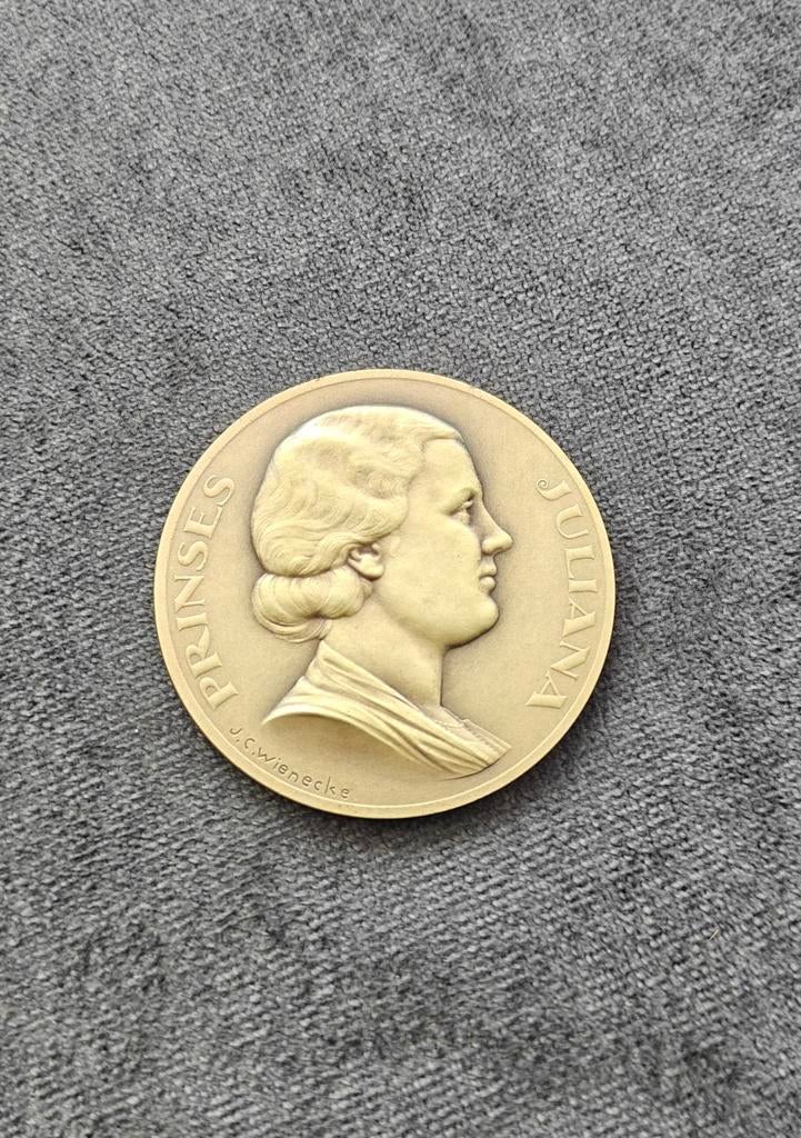 Bronzen Prinses Juliana Herdenkingsmunt, Ophalen of Verzenden, Brons, Nederland