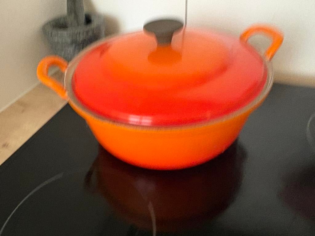 Gietijzeren braadpan 24 cm made in Frankrijk, Ophalen of Verzenden, Gebruikt, Gietijzer, Koekenpan of Braadpan