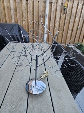 Prachtige zware design tafellamp van RVS met LED verlichting, Inclusief lichtbron, Overige merken, 60 cm, Ophalen of Verzenden