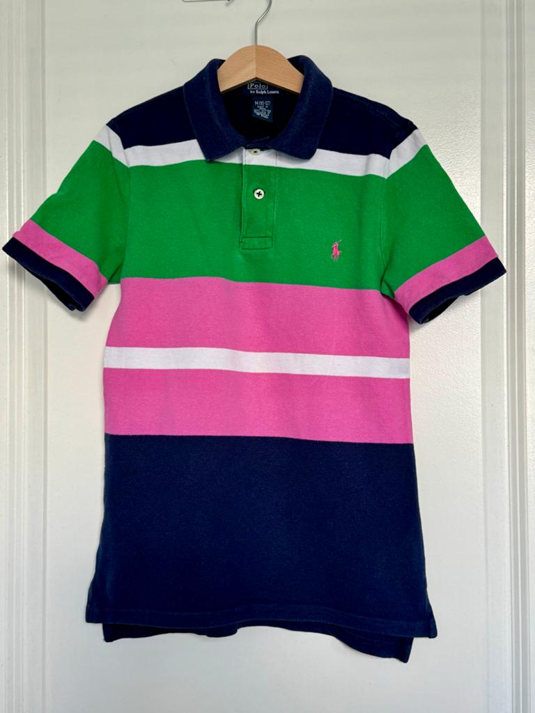 Ralph Lauren Polo Shirt Jongens M (10-12) Gestreepte Kleuren, Ophalen of Verzenden, Zo goed als nieuw, Jongen