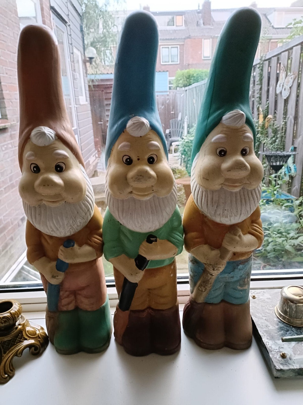 Set van 3 Vintage Tuinkabouters - Charmante Decoratie, Ophalen