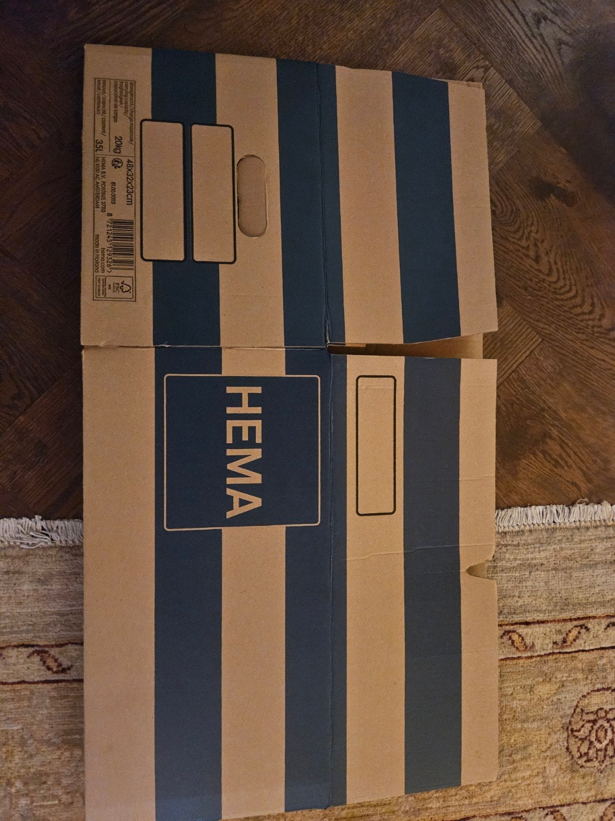 Hema Verhuisdozen (2 stuks) - 35L en 55L, Ophalen, Minder dan 50 cm, Minder dan 40 cm, 35 tot 50 cm