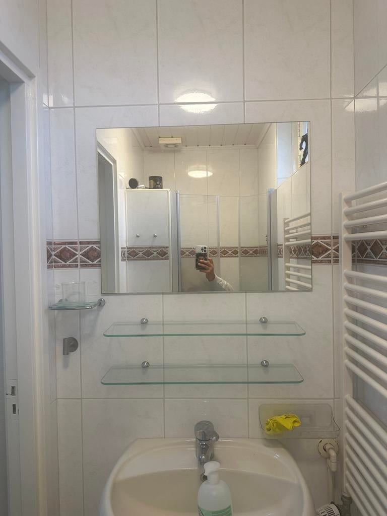 Spiegelset voor badkamer met glazen planken, Huis en Inrichting, Gebruikt, Overige typen, Minder dan 25 cm, Minder dan 100 cm