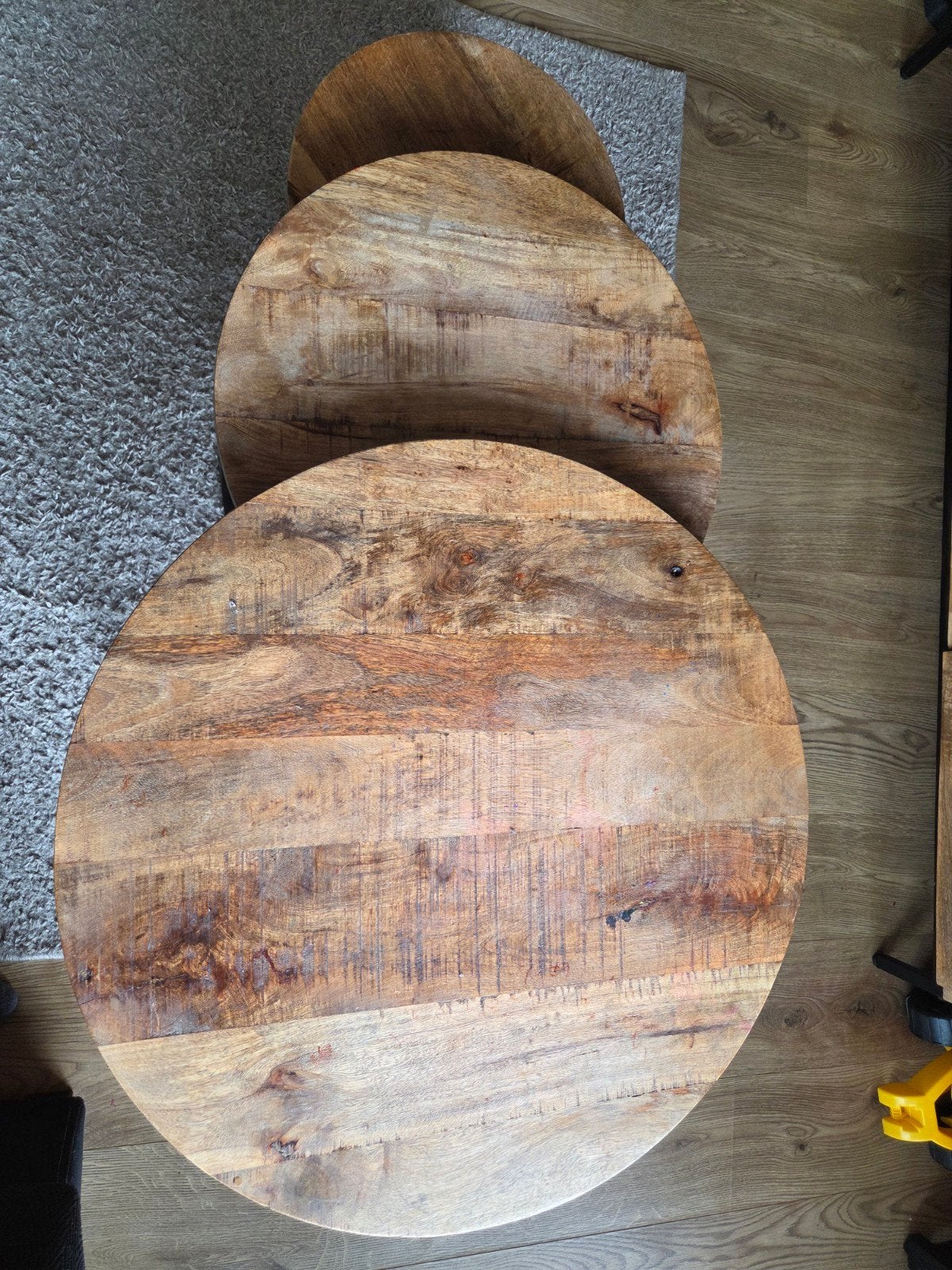 Set van 3 Mango Houten Salontafels - Rond, Overige houtsoorten, Gebruikt, 50 tot 100 cm, Rond