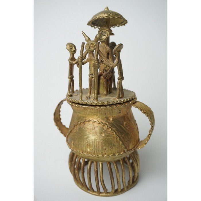 # Ashante Kuduo Bronze Pot - wierookpot brons Ashanti Afrika, Antiek en Kunst, Ophalen, Beeld, Brons