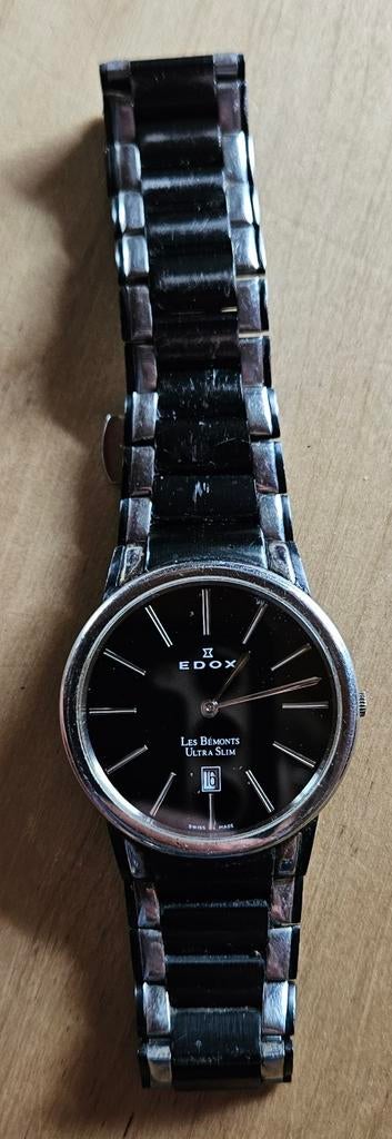 Edox Les Bemonts herenhorloge, Sieraden, Tassen en Uiterlijk, Horloges | Heren, Overige merken, Staal, Ophalen of Verzenden, Leer