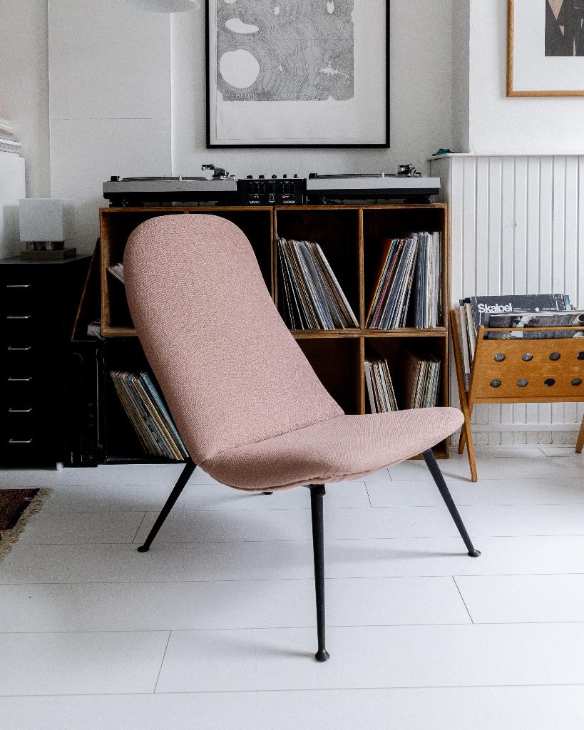 vintage design stoel/ loungechair, Ophalen, Minder dan 50 cm, Minder dan 75 cm, Zo goed als nieuw