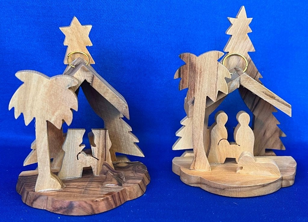 2 Duitse houten kerstboomhangers (kerststal), Diversen, Kerst, Ophalen of Verzenden, Zo goed als nieuw