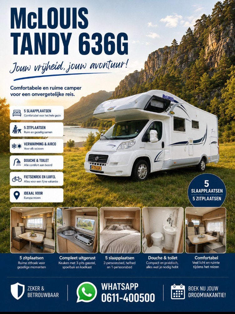 Te huur camper mc/louis 5 persoons