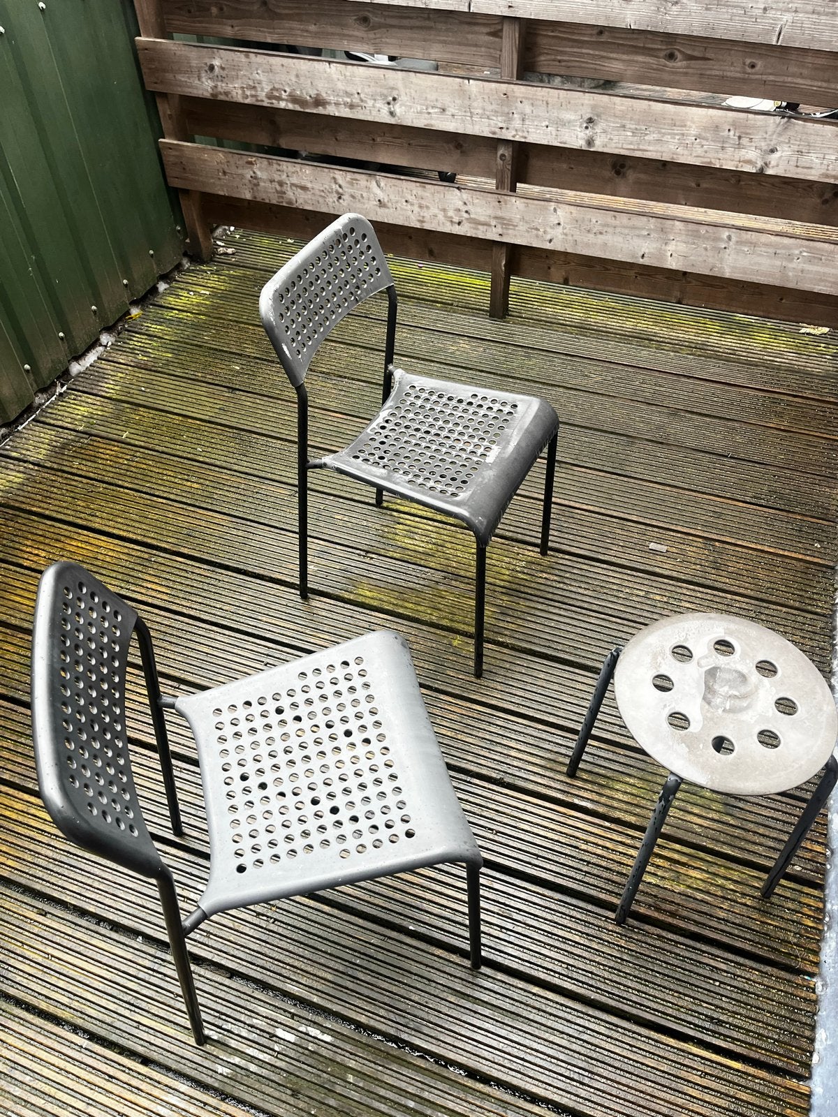 outdoor chairs and table set, Ophalen, Gebruikt, Metaal
