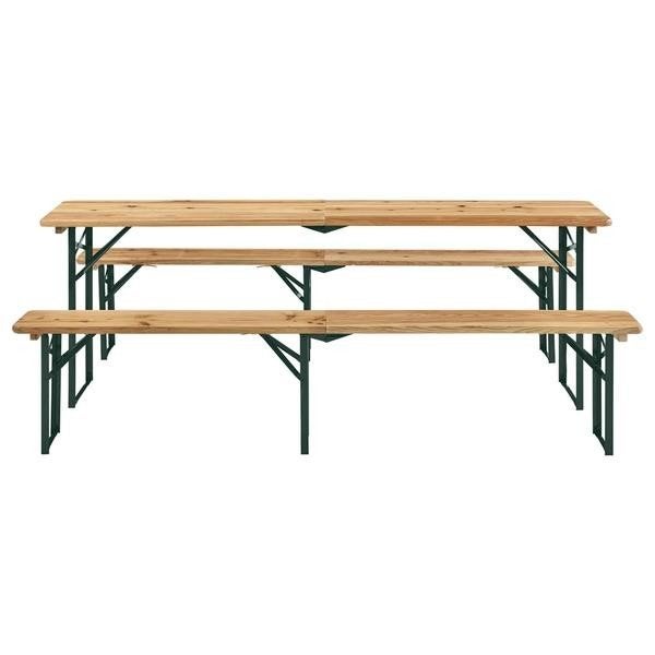 Biertafelset met 2 banken - Hout en Staal, Tuin en Terras, Picknicktafels, Rechthoekig, Hout, Inklapbaar, Ophalen