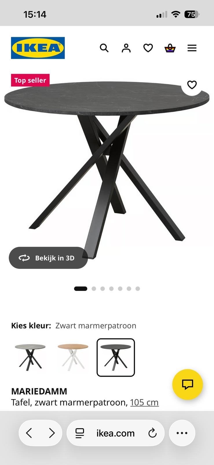 IKEA Ronde Marmeren Tafel met lichte beschadiging, Ophalen, Overige materialen, Gebruikt, 100 tot 150 cm