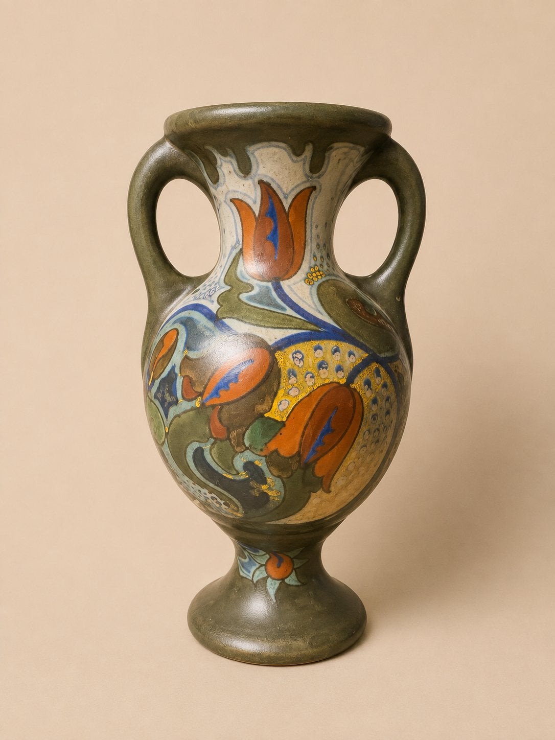 Antieke Jugendstil Gouda Holland Vaas  (31 cm) 1920-1940, Ophalen