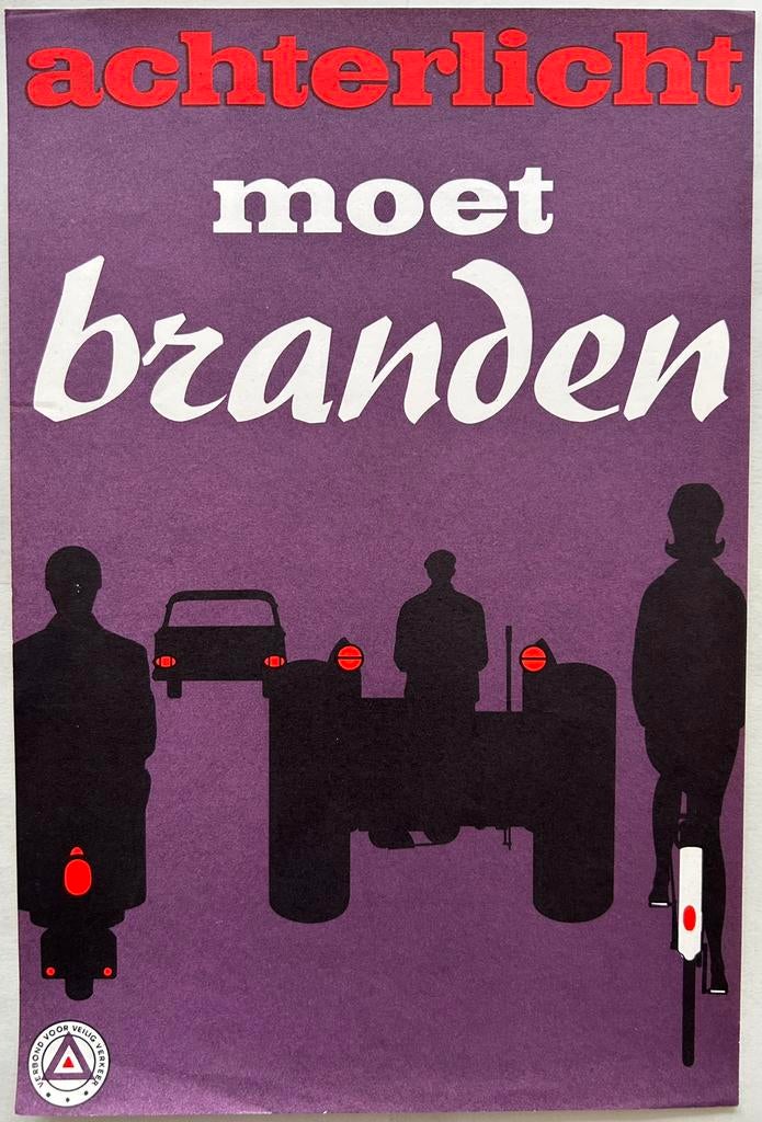 Origineel affiche Verbond van Veilig Verkeer uit 1969!, Ophalen of Verzenden, Zo goed als nieuw, Auto's
