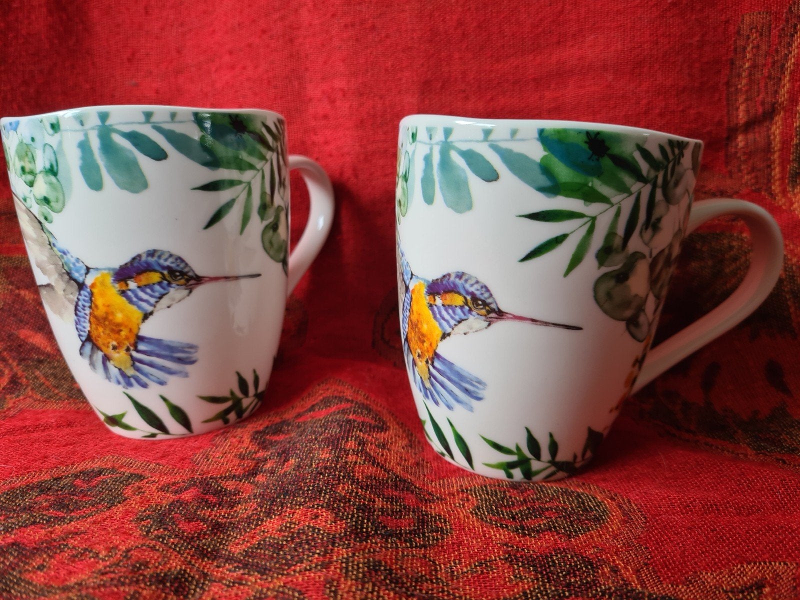 Ijsvogels twee mokken porselein Ter Steege Shanon, Ophalen of Verzenden, Zo goed als nieuw, Overige stijlen, Kop(pen) en/of Schotel(s)