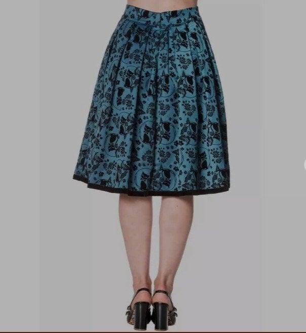 Mooi nieuwe blauwe M rok met katten en bloemetjes motief!, Maat 38/40 (M), Blauw, Nieuw, Ophalen of Verzenden