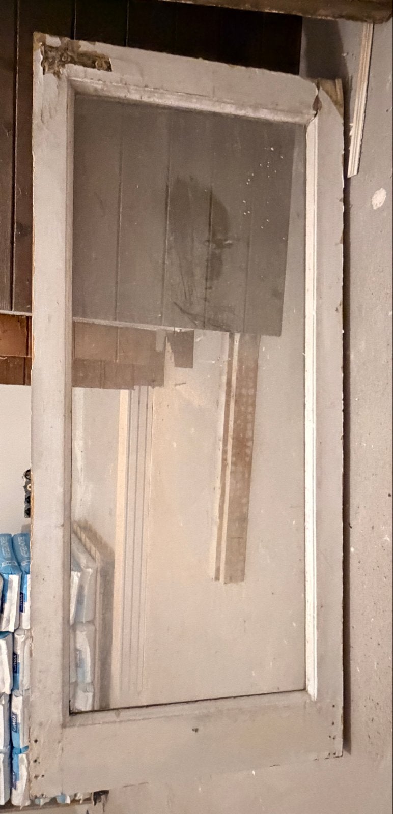 Houten kozijn met glas - 117x52cm, Doe-het-zelf en Verbouw, Gevelraam of Ruit, Gebruikt, Minder dan 80 cm, 80 tot 120 cm