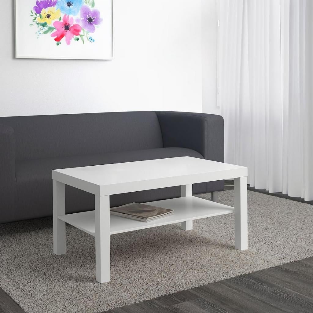 Gratis IKEA LACK Salontafel Wit - 90x55x45cm met opbergplank, Ophalen, Overige materialen, Gebruikt, 50 tot 100 cm