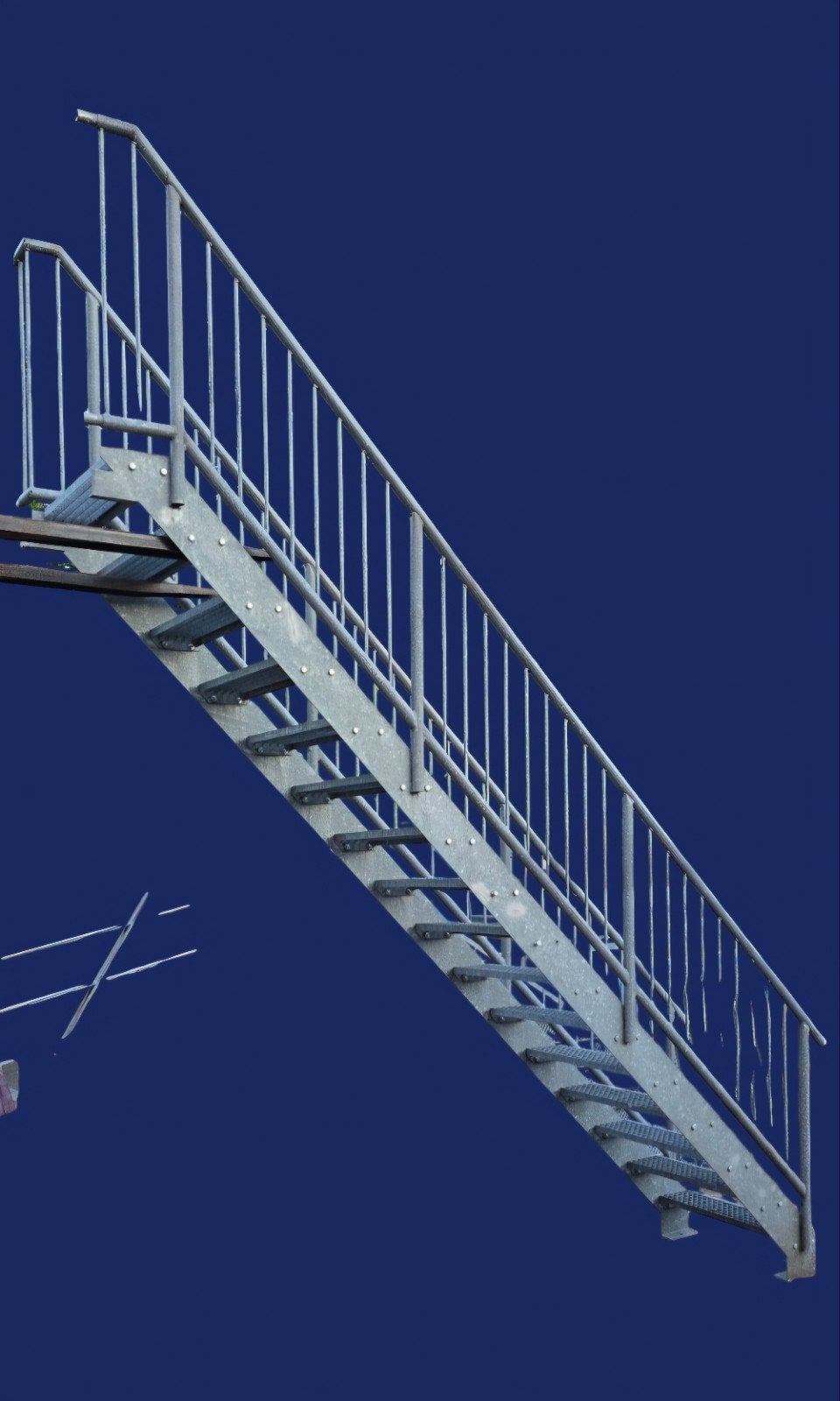 Buitentrap 320cm. Metalen rechte steektrap verzinkt staal., Ophalen, Gebruikt, Trap, 2 tot 4 meter