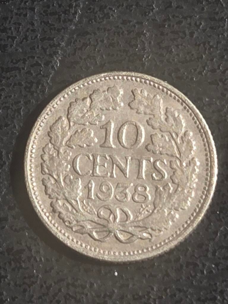 Munt 10 cent 1938, Postzegels en Munten, Munten | Nederland, Ophalen of Verzenden, Koningin Wilhelmina, 10 cent