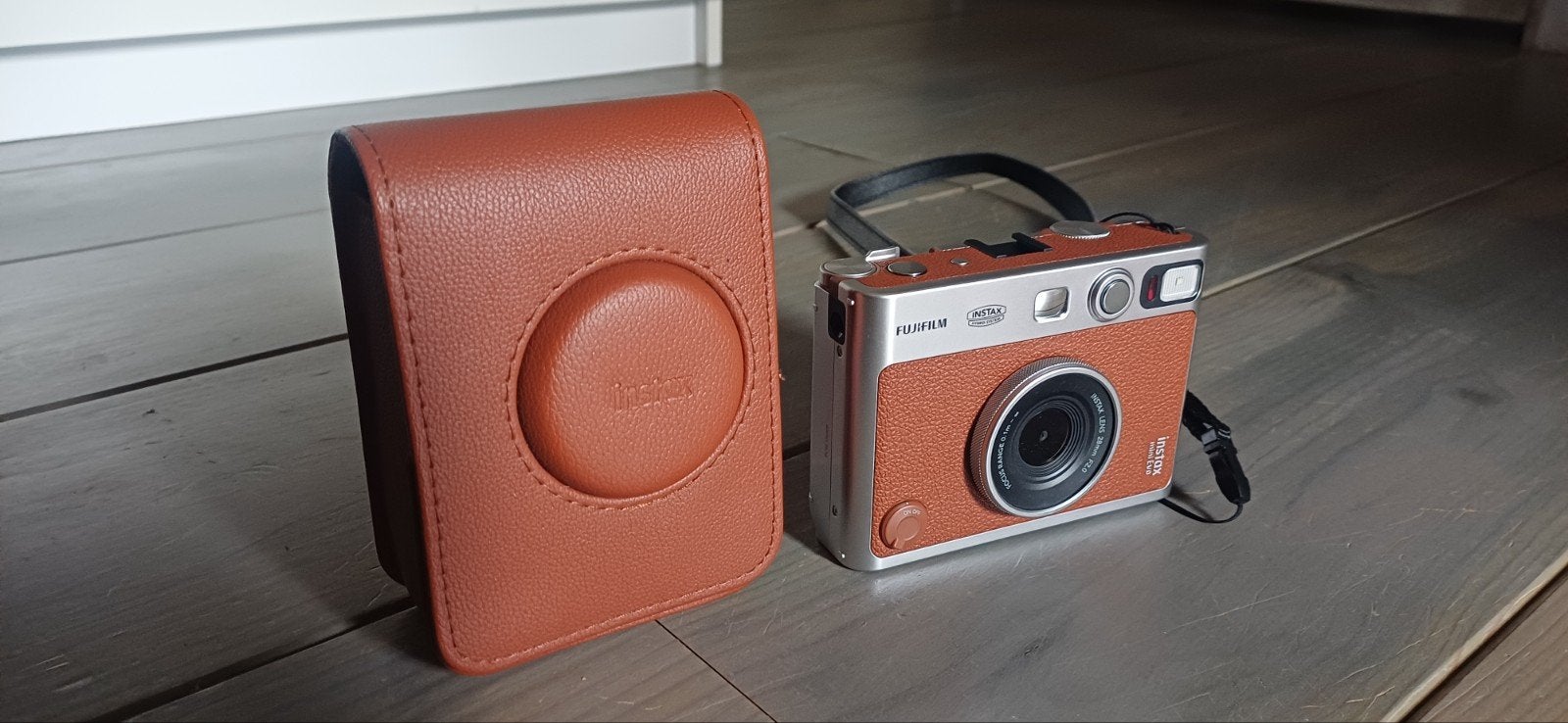 instax mini evo Camera met Leren Hoesje, Compact, Ophalen of Verzenden, Zo goed als nieuw, Fuji