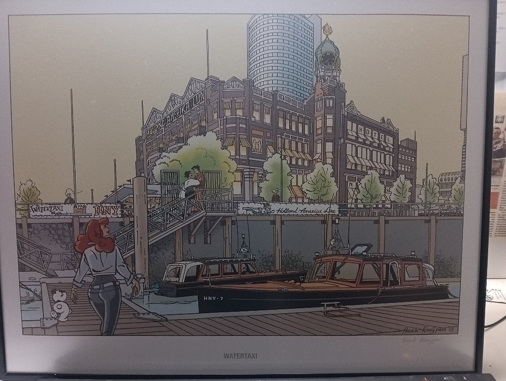 Franka poster Watertaxi (Henk Kuijpers), Met lijst, Rechthoekig Liggend, Nieuw, Ophalen of Verzenden