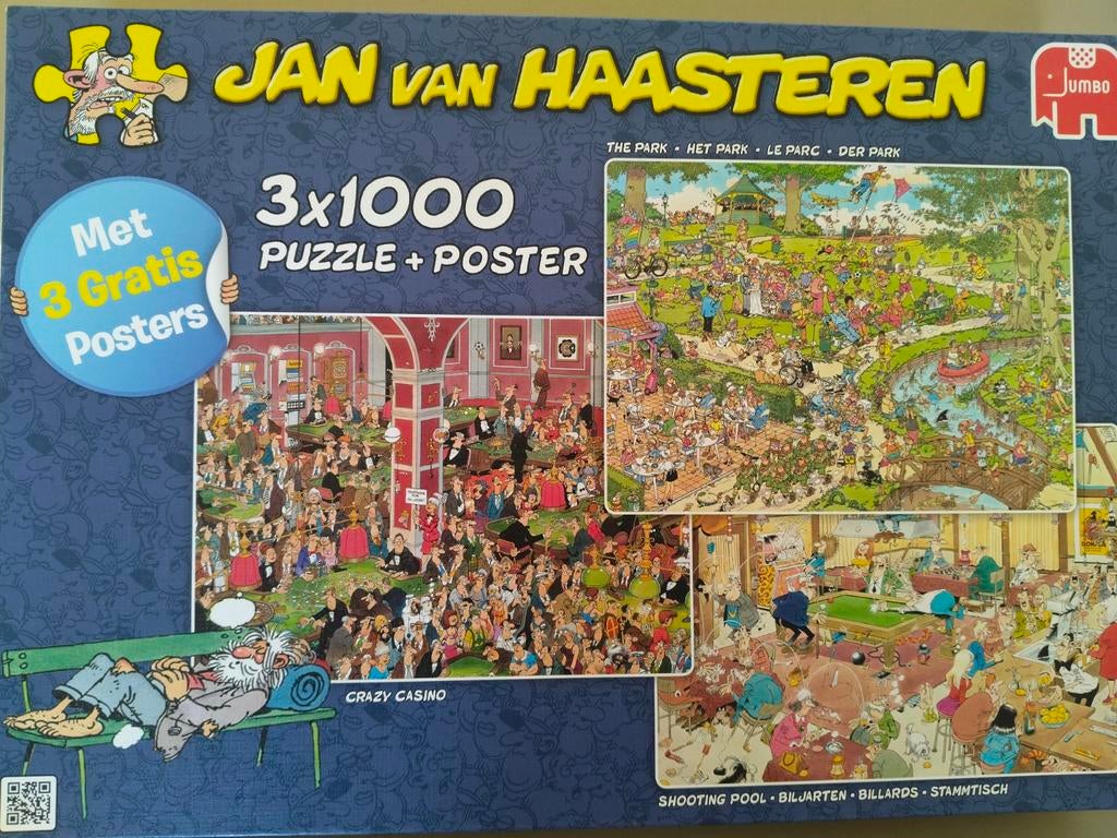 Doos met 3 puzzels JvH elk 1000 st te koop, Ophalen of Verzenden, 500 t/m 1500 stukjes, Zo goed als nieuw, Legpuzzel