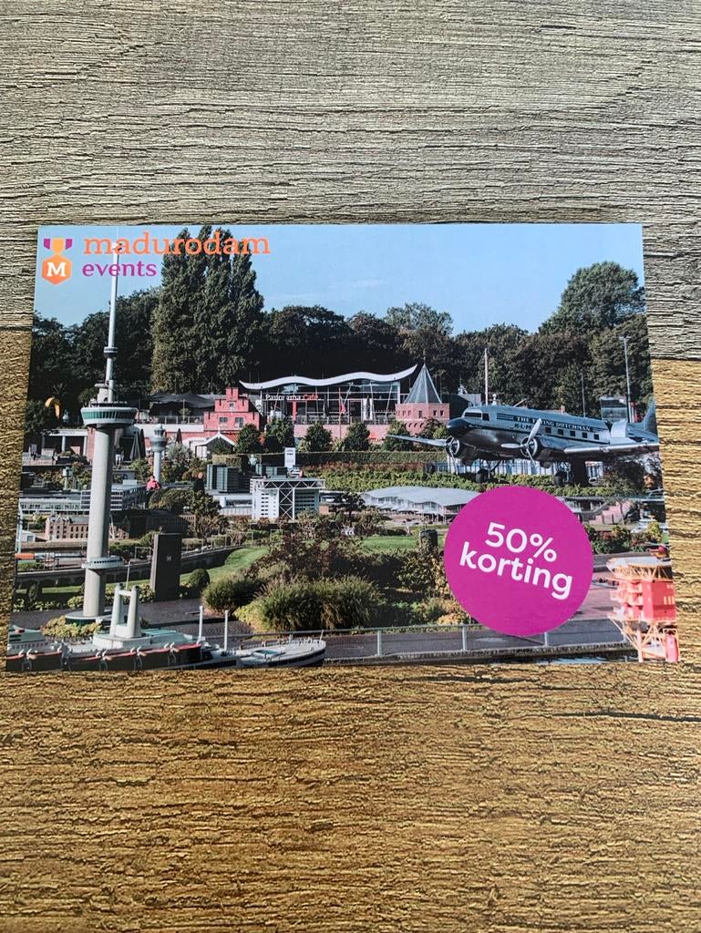 Kortingskaart madurodam, Tickets en Kaartjes, Drie personen of meer, Kortingsbon, Pretpark