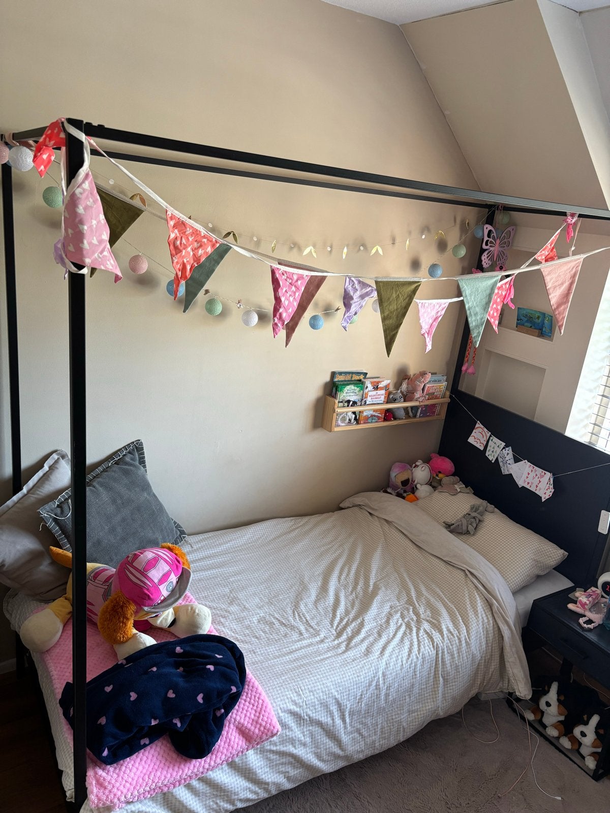 Eenpersoons hemelbed incl lattenbodem en nachtkastje, Huis en Inrichting, Slaapkamer | Bedden, Ophalen, Gebruikt, 90 cm, Eenpersoons