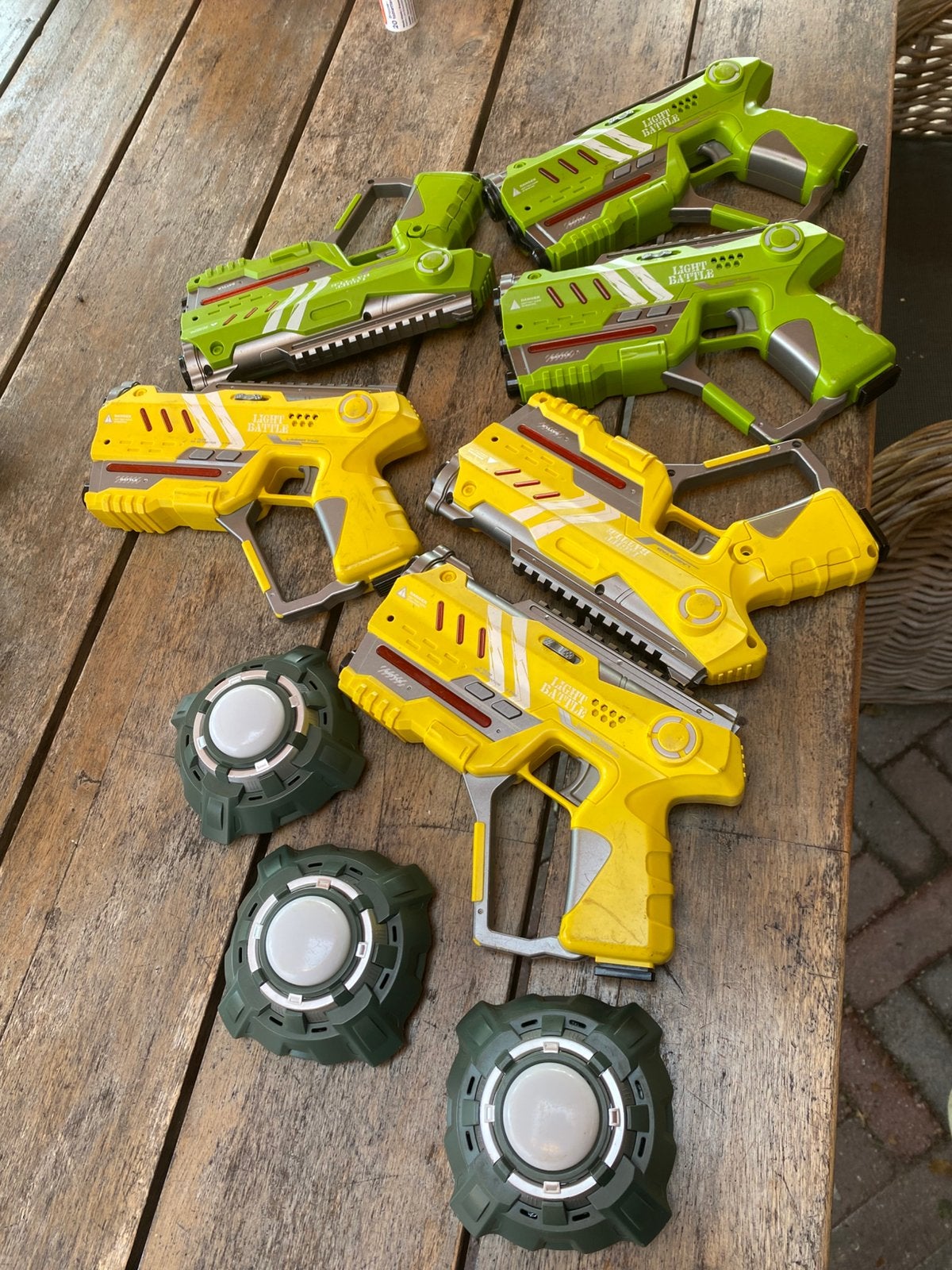6 Light battle laserguns met 3 targets, Ophalen of Verzenden, Gebruikt