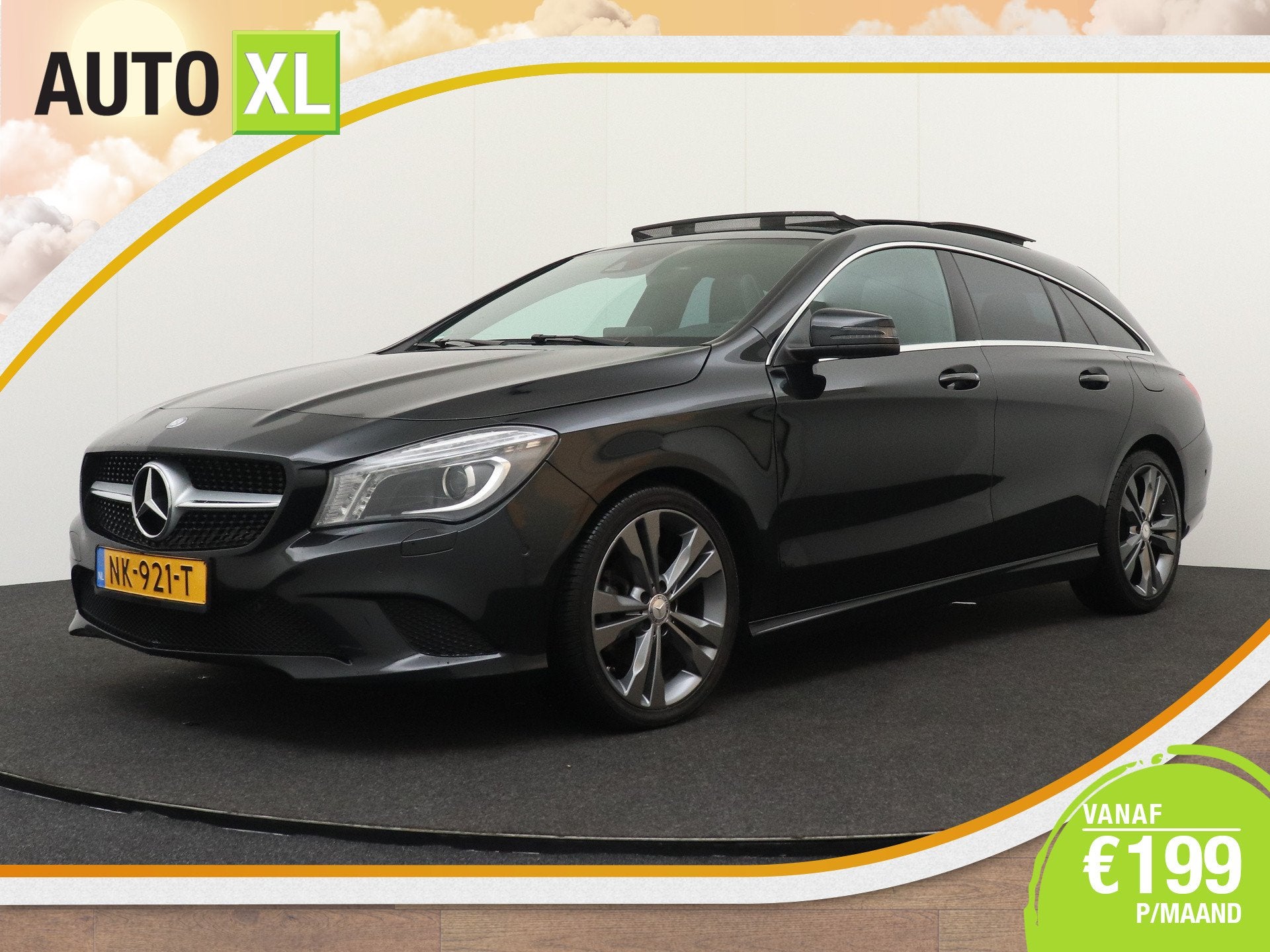 Mercedes-Benz CLA-Klasse Shooting Brake 220D 177 PK Aut. AMG, Auto's, Gebruikt, 4 cilinders, Leder en Stof, Zwart