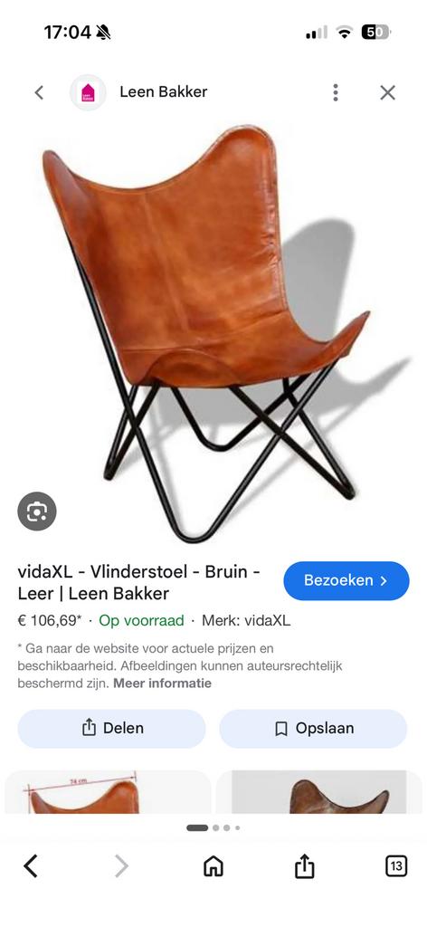 Vlinderstoel gebruikt, Ophalen of Verzenden, Gebruikt, Eén
