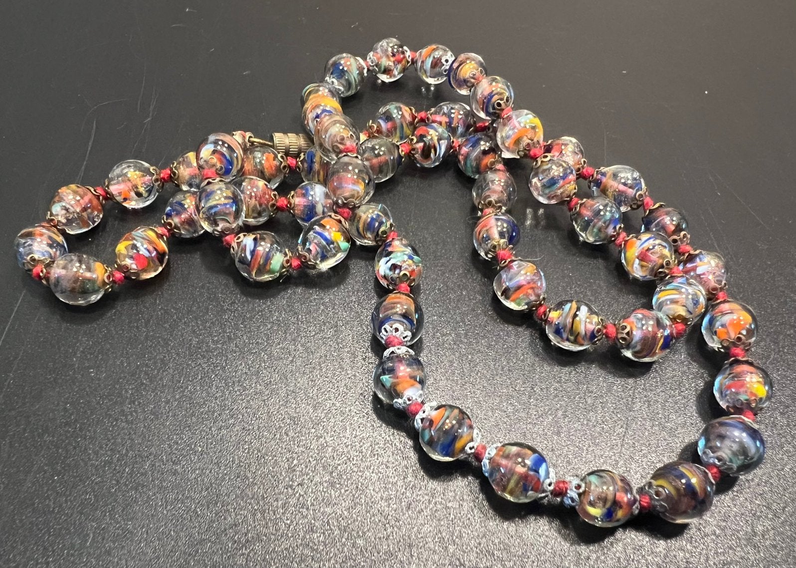 Vintage Murano lampwork/mozaïek millefiori glaskralenketting, Ophalen of Verzenden, Overige materialen