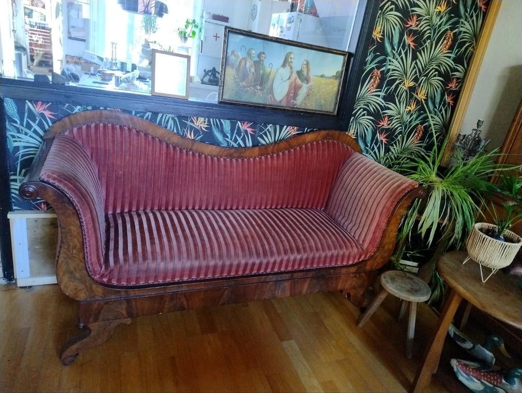 Antieke, biedermeier bank, Ophalen, Gebruikt, Tweepersoons, 75 tot 100 cm