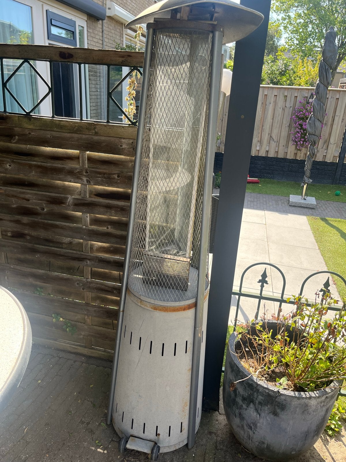 Hater flame terrasverwarmer (gas), Tuin en Terras, Terrasverwarmers, Ophalen, Gebruikt, Gas, Vloer