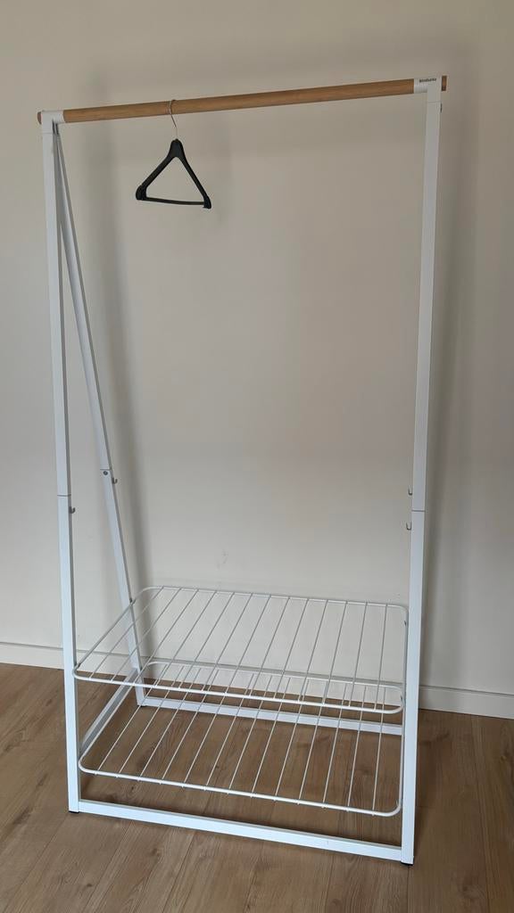 Brabantia Linn Kledingrek Groot - Wit met Bamboe Stang, Ophalen, Zo goed als nieuw