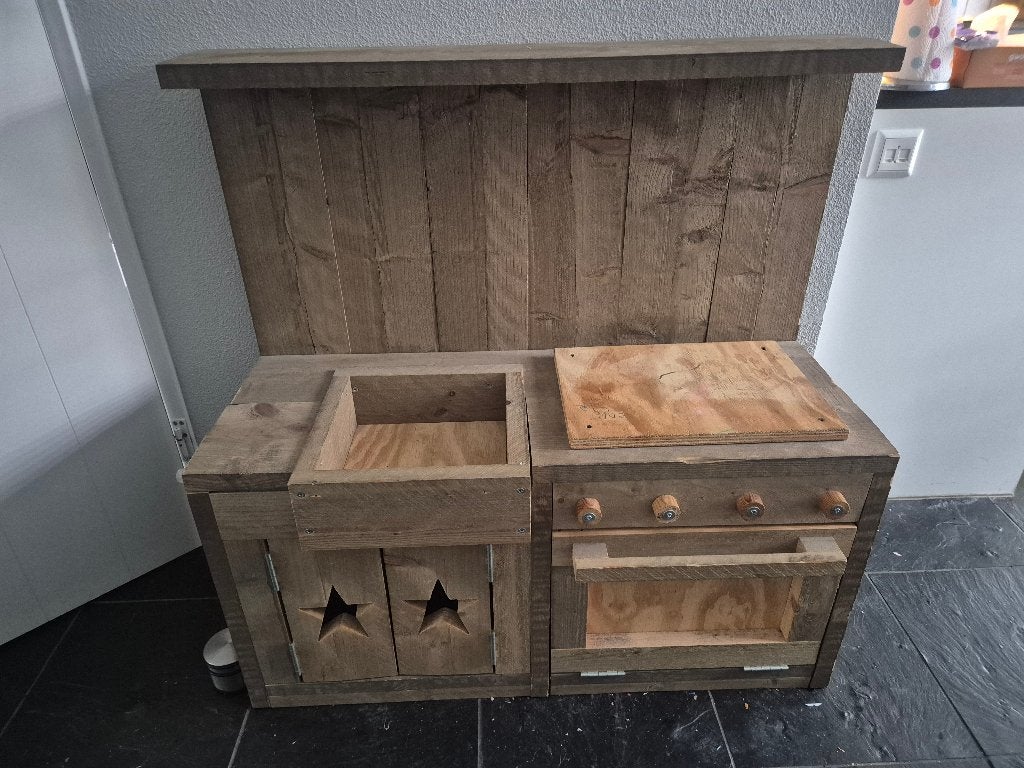 Houten speelkeuken met oven en spoelbak, Ophalen, Gebruikt, Hout, Speelkeuken