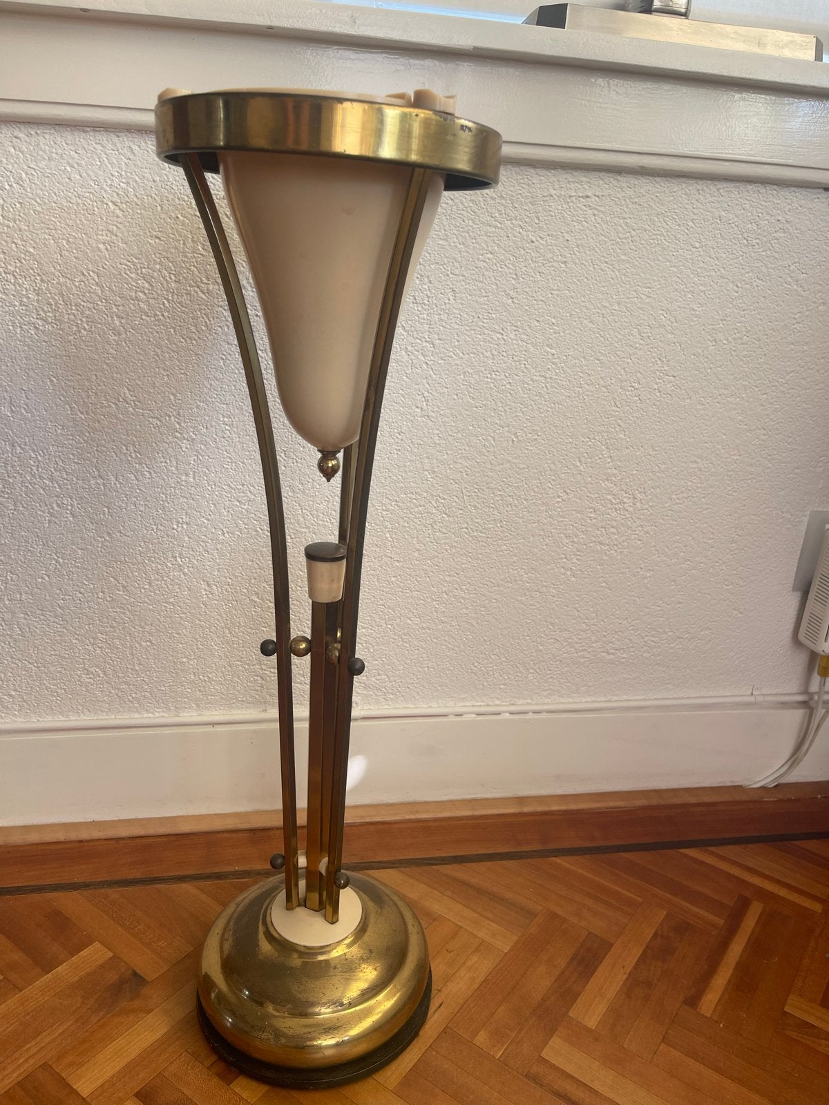 Vintage messing asbak staander met opbergvak, Ophalen of Verzenden