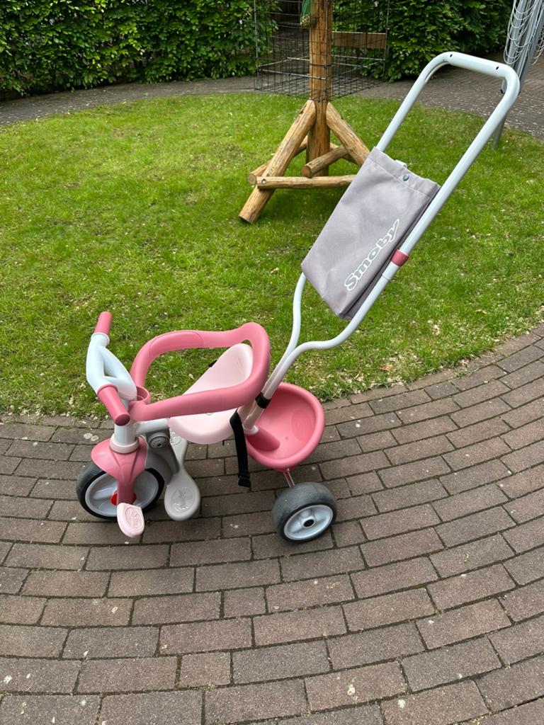 Smoby duw driewieler Nieuw, Ophalen, Zo goed als nieuw, Velgrem, Duwstang