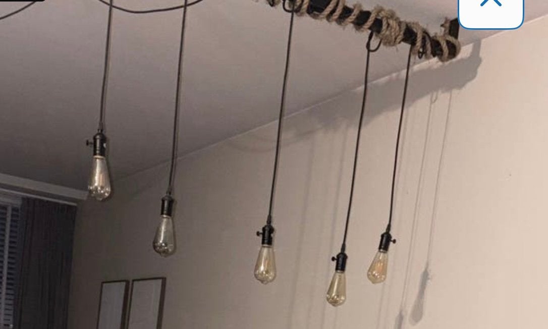 Stoere industriële eethoeklamp met 5 lichtbronnen., Ophalen, E27 (groot), Zo goed als nieuw, Industriëel