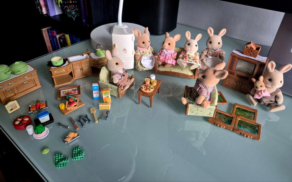 Sylvanian Families Konijnen Familie met Meubels/ Accessoir, Ophalen, Zo goed als nieuw, Overige typen
