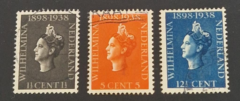 Nederland 1938 - nvph 310-312 - Regeringsjubileum, Postzegels en Munten, Postzegels | Nederland, Verzenden, T/m 1940, Gestempeld