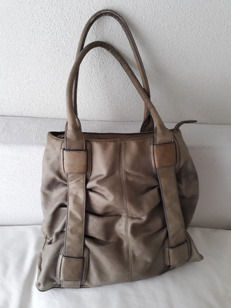 shopper grijs leer, merk Claudia Strater, Ophalen of Verzenden, Gebruikt, Grijs, Shopper